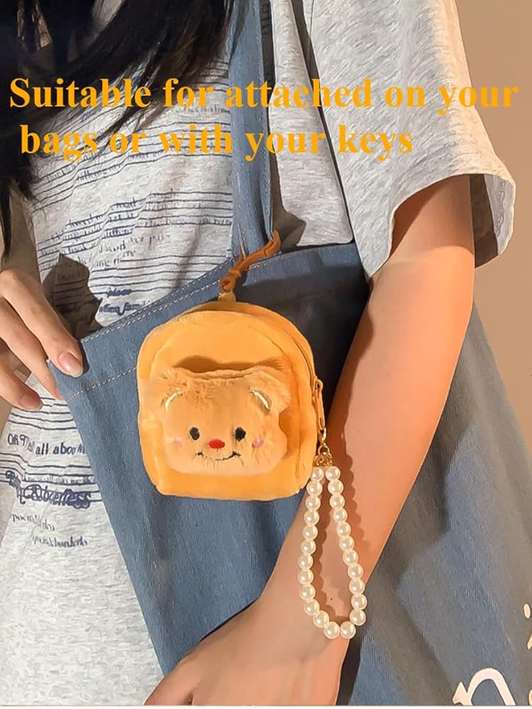 Cute Coin Purse Kawaii Bear Soft Plush Coin Pouch, Wallet